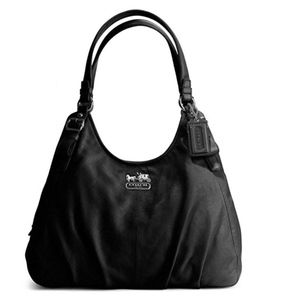 Coach Madison Leather Maggie Purse Black W/ Purple